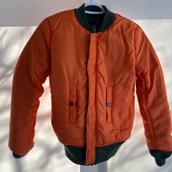Alpha Industries Jacket Mens MA-1 Pilot Flight Bomber Reversible Green & Orange - Picture 4 of 11